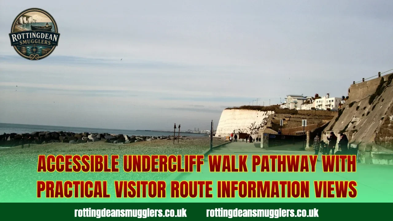Accessible Undercliff Walk pathway with practical visitor route information views