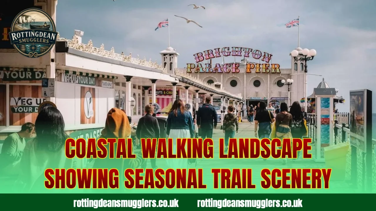 Coastal walking landscape showing seasonal trail scenery
