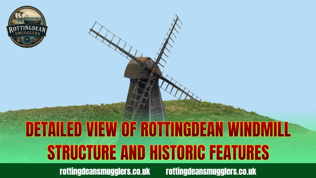 Detailed view of Rottingdean Windmill structure and historic features