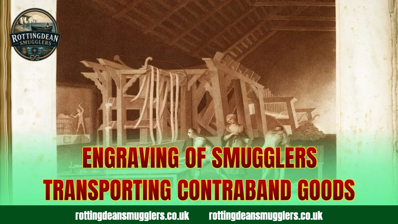 Engraving of smugglers transporting contraband goods