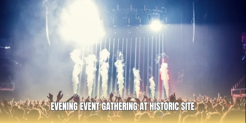 Evening event gathering at historic site