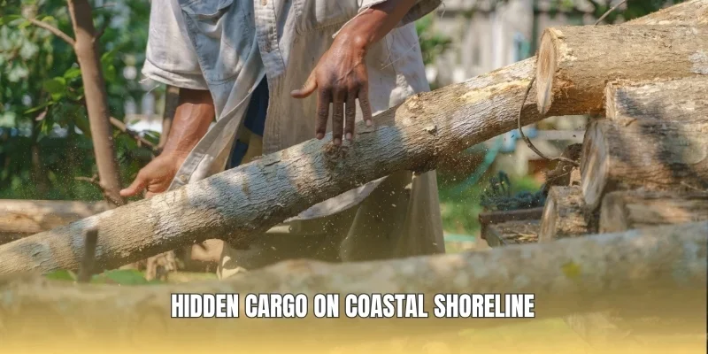 Hidden cargo on coastal shoreline