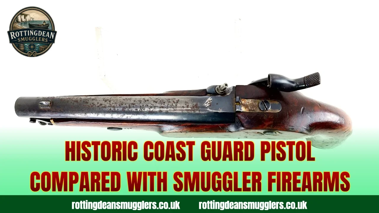 Historic coast guard pistol compared with smuggler firearms