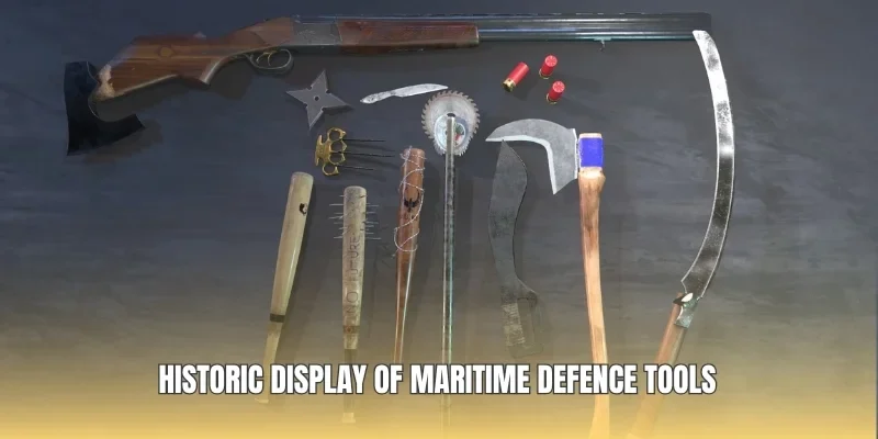 Historic display of maritime defence tools