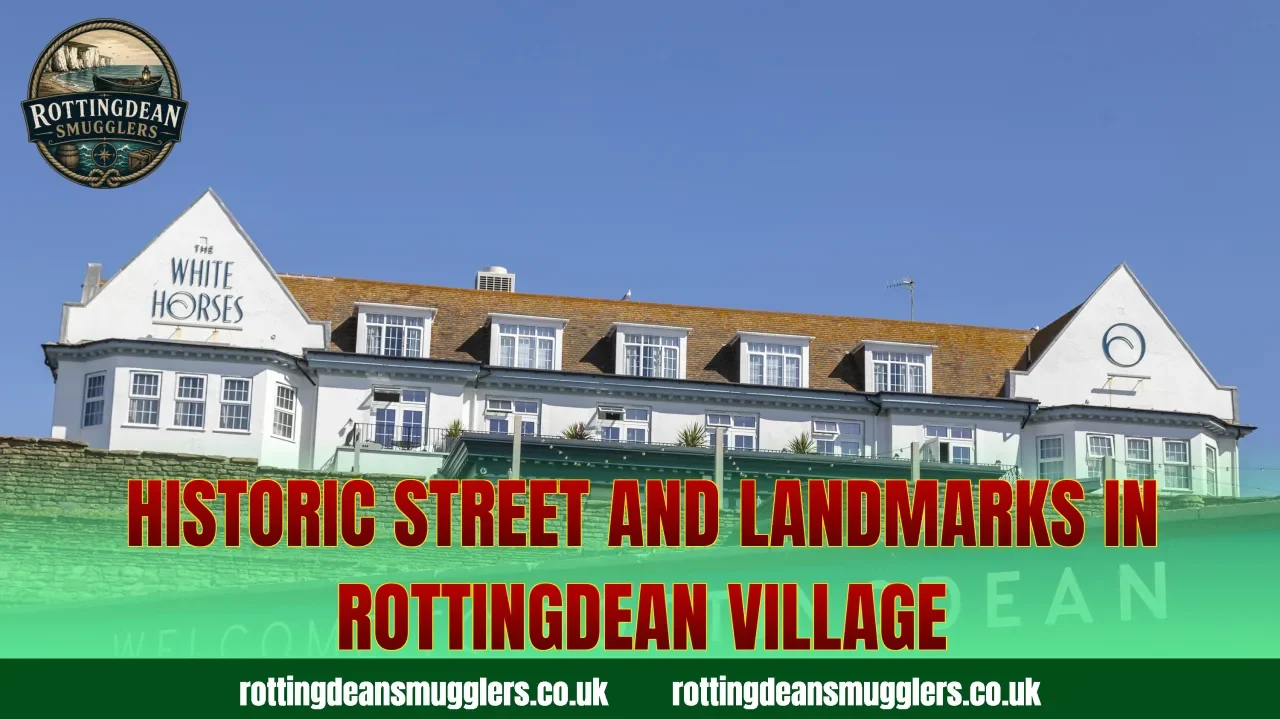 Historic street and landmarks in Rottingdean village