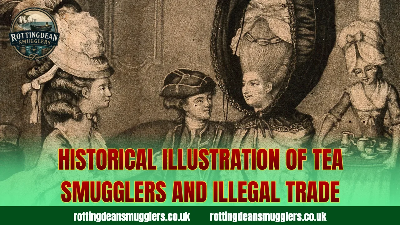 Historical illustration of tea smugglers and illegal trade