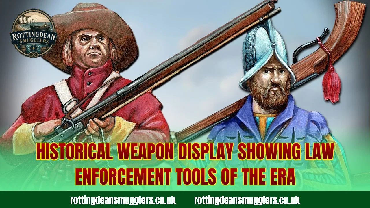 Historical weapon display showing law enforcement tools of the era