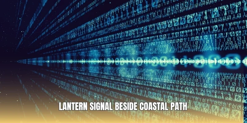 Lantern signal beside coastal path
