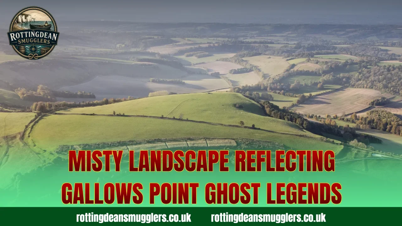 Misty landscape reflecting Gallows Point ghost legends