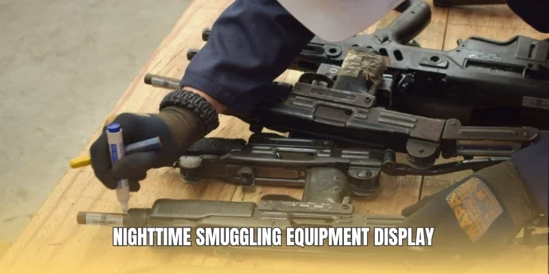 Nighttime smuggling equipment display
