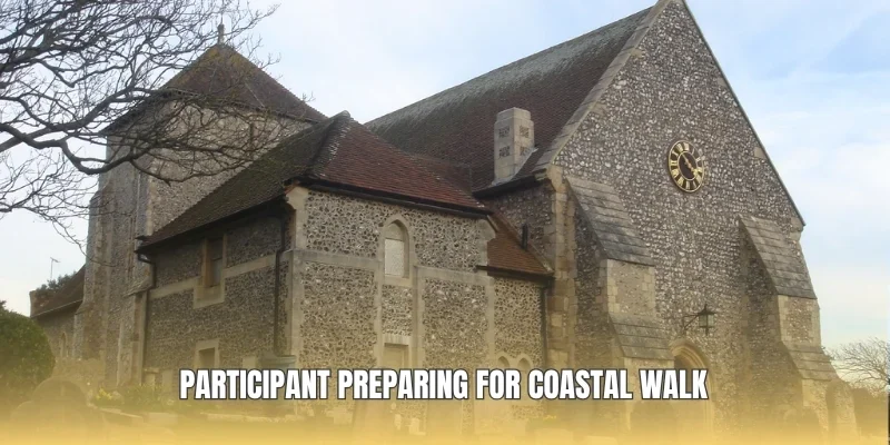 Participant preparing for coastal walk
