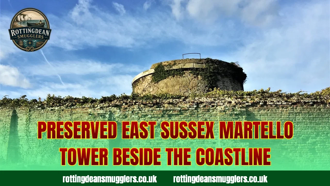 Preserved East Sussex Martello Tower beside the coastline