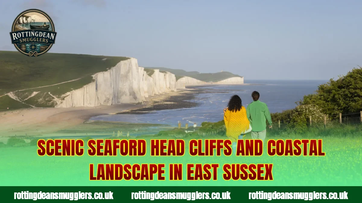 Scenic Seaford Head cliffs and coastal landscape in East Sussex