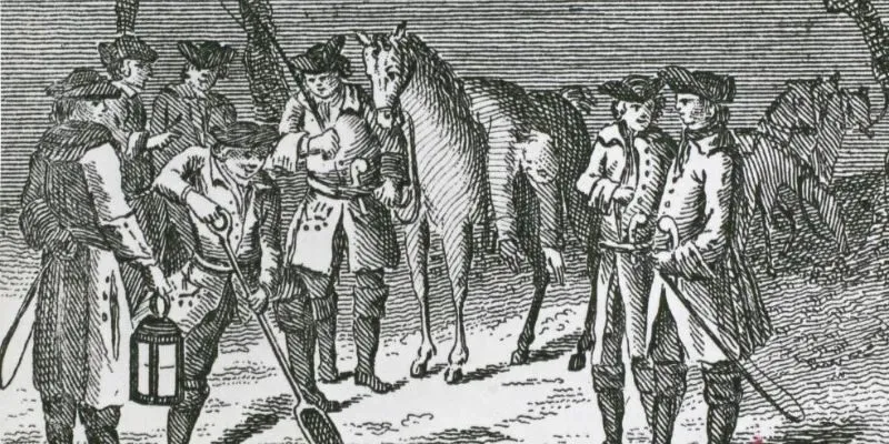 An eighteenth-century customs patrol scene illustrating government efforts to stop illegal coastal trade.