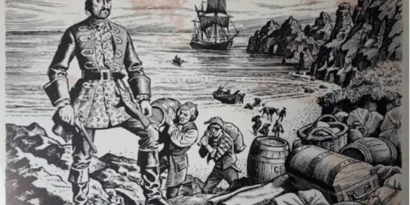 Government forces supporting customs enforcement along an eighteenth-century southern English coastline.